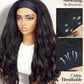 FANCEE Yaki Wavy Headband Wigs Brown Highlights Kinky Straight Wear and Go Wig with Curly Wavy Ends for Mom on the Go Synthetic Headband Blow Out Style Natural Hair Wig for Black Women P1B/30