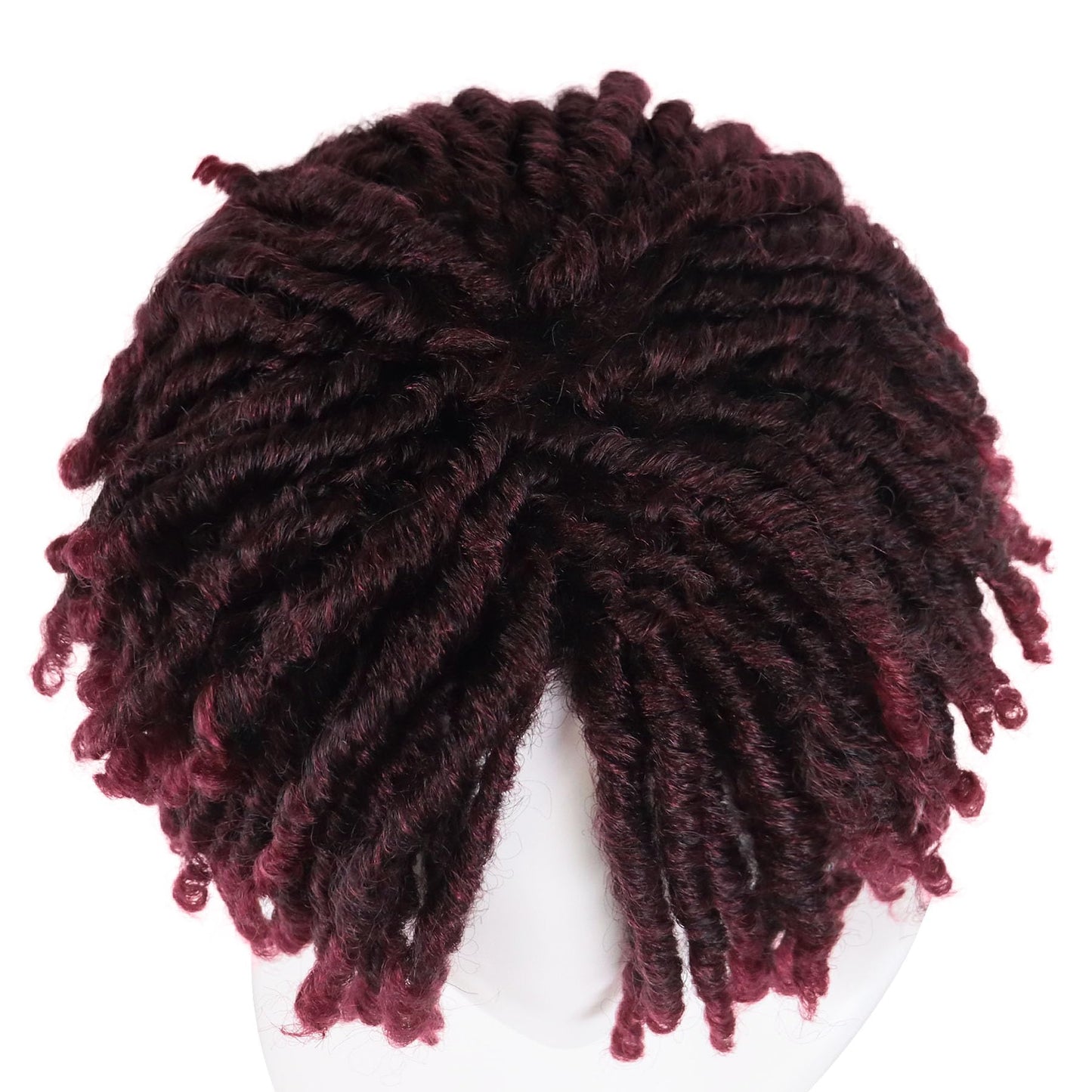 GNIMEGIL Mens Dreadlock Wig Ombre Wine Red Curly Male Fake Dreads Loc Short Braided Wig with Bangs Realistic Twist Rasta Wigs Halloween Costume