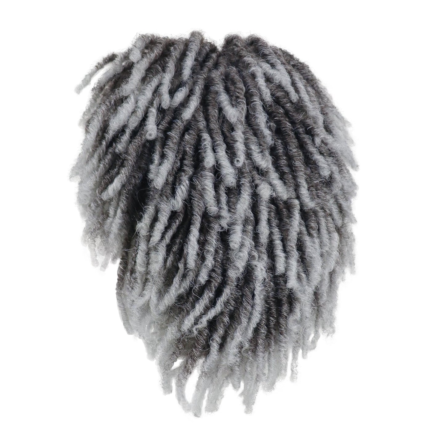 GNIMEGIL Mens Dreadlock Wig Cosplay Ombre Grey Curly Hairstyle Male Fake Dreads Hair Loc Short Braided Wig with Bangs Realistic Twist Rasta Wigs Funny Dress Up Costume Party