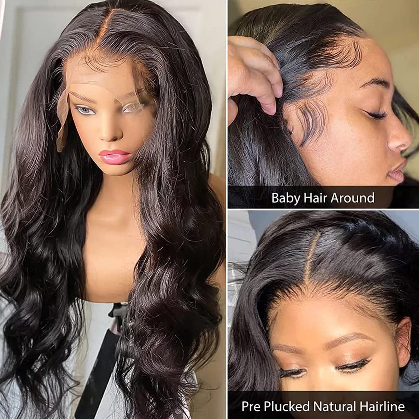 Aubatece Synthetic Lace Front Wig Short Lace Front Wig Transparent Frontal Glueless Hair With Baby Pre Plucked Hairline Density Brazilian Wigs For Black Women Wet And Wavy Braiding Hair (Black, 20)