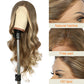 SAPPHIREWIGS Brown Lace Front Wigs Long Body Wave Pre-plucked Hairline Brown Wig with Ash Blonde Tips Synthetic Wigs for Women Heat Resistant Fiber Hair Daily Party Use 26inch