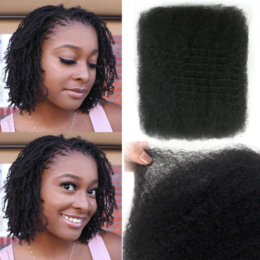 Bob Afro Kinkys Bulk Human Hair 10 Inch 50g Spring Twist Hair Afro Kinky-curly Human Hair Bulk for Twist 4C Kinkycurly Human Braiding Hair for Women Girl Kids Natural Black