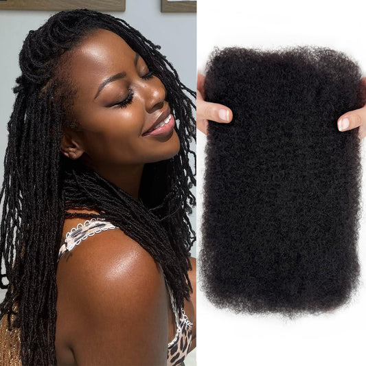Afro Kinkys Bulk Human Hair for Braiding 14 inch 50g Kinkycurly Bundles Human Hair for Mini Twist Braids Soft Spring 4C Kinky Twist Braiding Hair for Permanent Loc Extensions Repair Locs