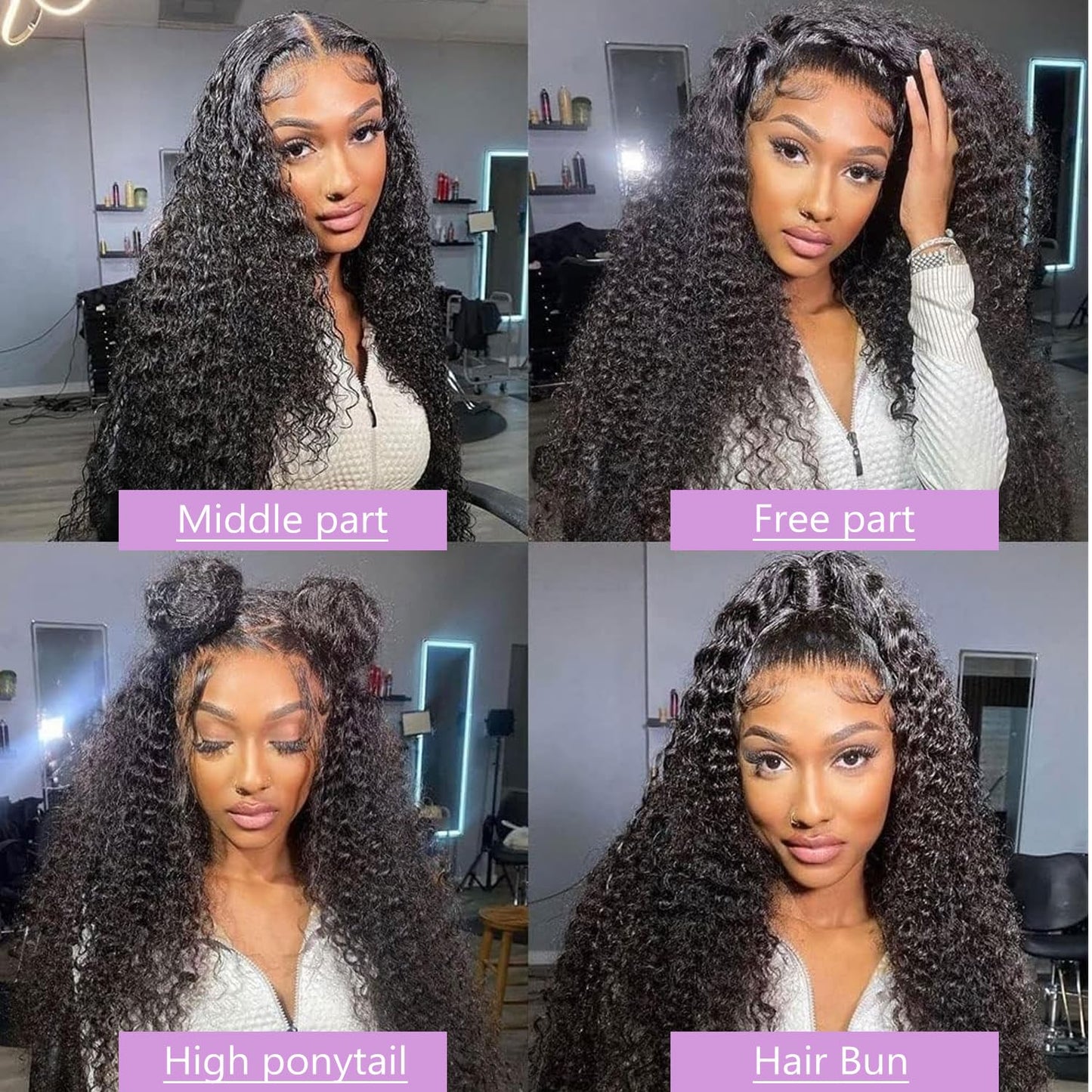 Gearina 13x4 Deep Wave Lace Front Wigs Human Hair 200 Density HD Transparent Lace Frontal Human Hair Pre Plucked Glueless Wigs Human Hair for Women Natural Black 28 Inch