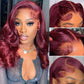 Douyin 99J Burgundy Bob Wig Human Hair 13x4 Frontal Lace Wig 16 Inch Body Wave HD Lace Front Wigs Human Hair Pre Plucked 180% Density Glueless Wine Red Bob Wigs for Women (99J Burgundy, 16 Inch)