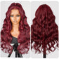 Munx Long 32in Lace Front Wigs Human Hair 180% Density Thick 13x4 Body Wave Wig Wine Red Glueless HD Frontal Wigs Human Hair for Women Bleached Knots