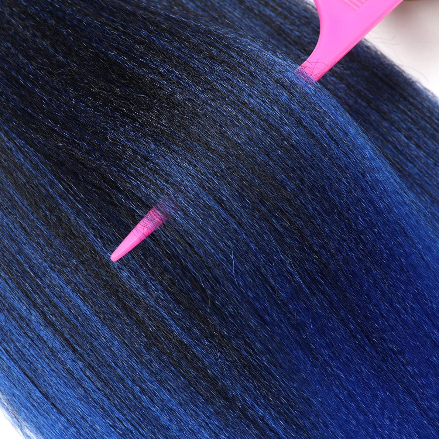 Pre-Stretched Braiding Hair, 20 inch Braiding Hair 8 Packs Ombre Black to Blue Professional Soft Yaki Texture, No Itch, Hot Water Setting Hair Extensions for Braids (20in,1B/Blue)