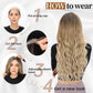 AISI HAIR Long Wavy Dark Brown with Blonde Highlight Lace Hairline Wigs for Women，Middle Part Synthetic Heat Resistant Wig for Daily Party-26 Inch