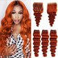 10A Ginger Human Hair Bundles with Closure Loose Deep Wave Quick Weave Bundles with hd Lace Closure-22 24 26+20inch, Unprocessed Brazilian Raw Loose Wave Human Hair
