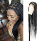 Olymei 360° HD Full Lace Large Square Knotless Braided Wigs for Women Box Braid Wig with Baby Hair Long Black Premium Synthetic Braided Lace Front Wigs 36"