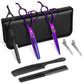 Dragon Creek Hair Cutting Thinning Scissors Set Haircut Texturizing Blending Hairdressing Shear Kit Professional for Stylist, Hairdresser, Men, Women, Kids Salon Barber Home Purple 9pcs 6"