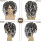 GNIMEGIL Fake Dreads Wigs with Bangs Ombre Grey Color Rocker Rasta Hair Male Dreadlocks Wig Medium Length Colly Braided Wigs for Men Guys Faux Loc Wig Gradient Gray