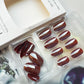 Short Press on Nails Oval Fake Nails Coffee Brown Acrylic Glue on Nails Almond Shape Magic Mirror Gel Acrylic Press on False Nail Kit Full Cover Reusable Stick on Nails for Women Girls 24PCS