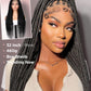 FANCEE Full Lace Box Braid Wig with Baby Hair Pre Plucked Knotless Square Part Braided Wig for Black Women Full Double Lace Frontal Synthetic Handmade Braids Natural Hairstyle(1b, 32")