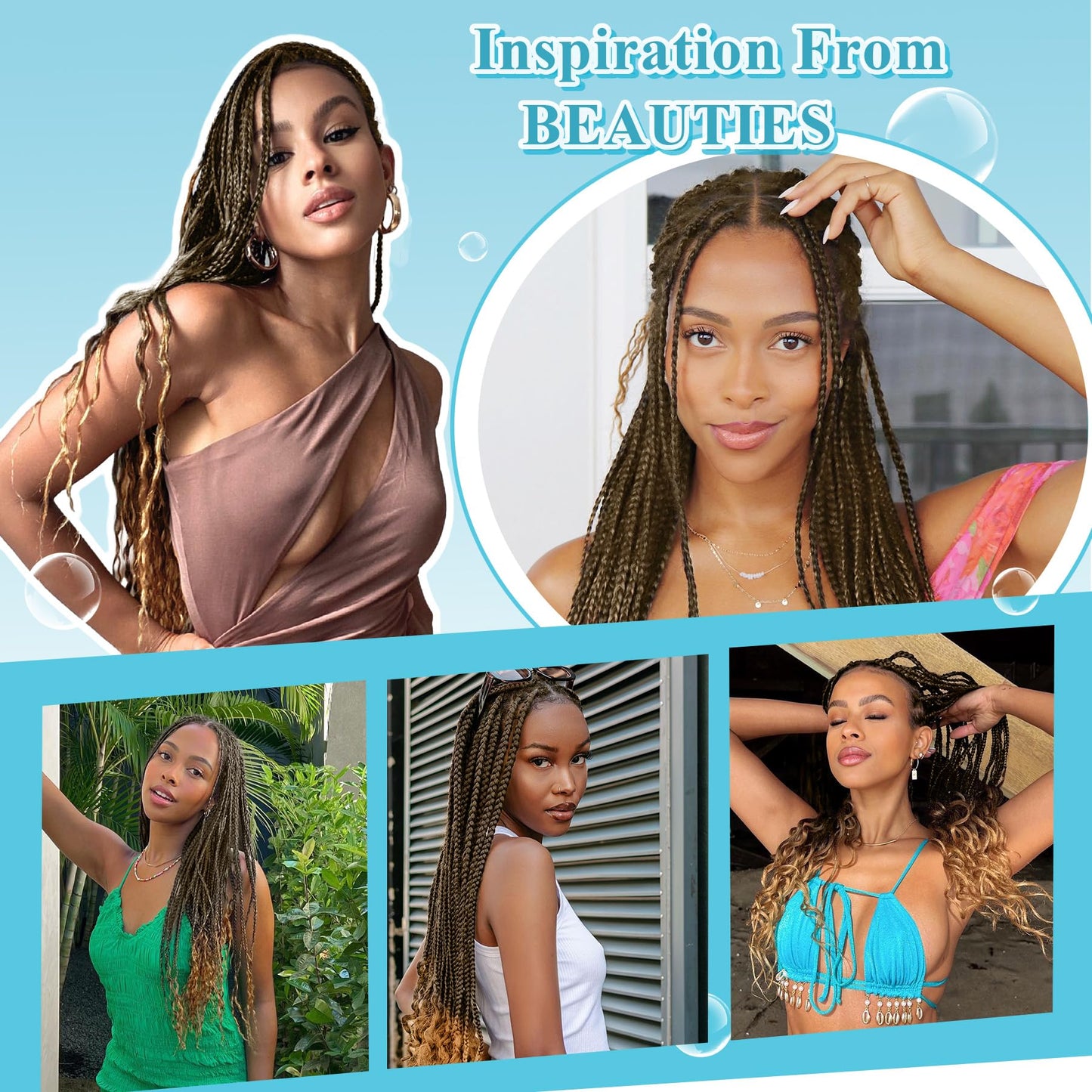 Olymei 360° Hd Full Lace Braided Wigs for Women Triangle Knotless Braided Wigs with Curly End with Baby Hair Box Braid Wig Premium Synthetic Braid Lace Front Wig Light Brown 36"