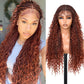 Suntefic Knotless Boho Box Braided Wigs for Black Women Glueless Double Full Lace Front Human Hair Blended Goddess Braid Wig with Baby Hair Bohemian Curly Ends (Boho Box-#1BT350, 28 Inch)