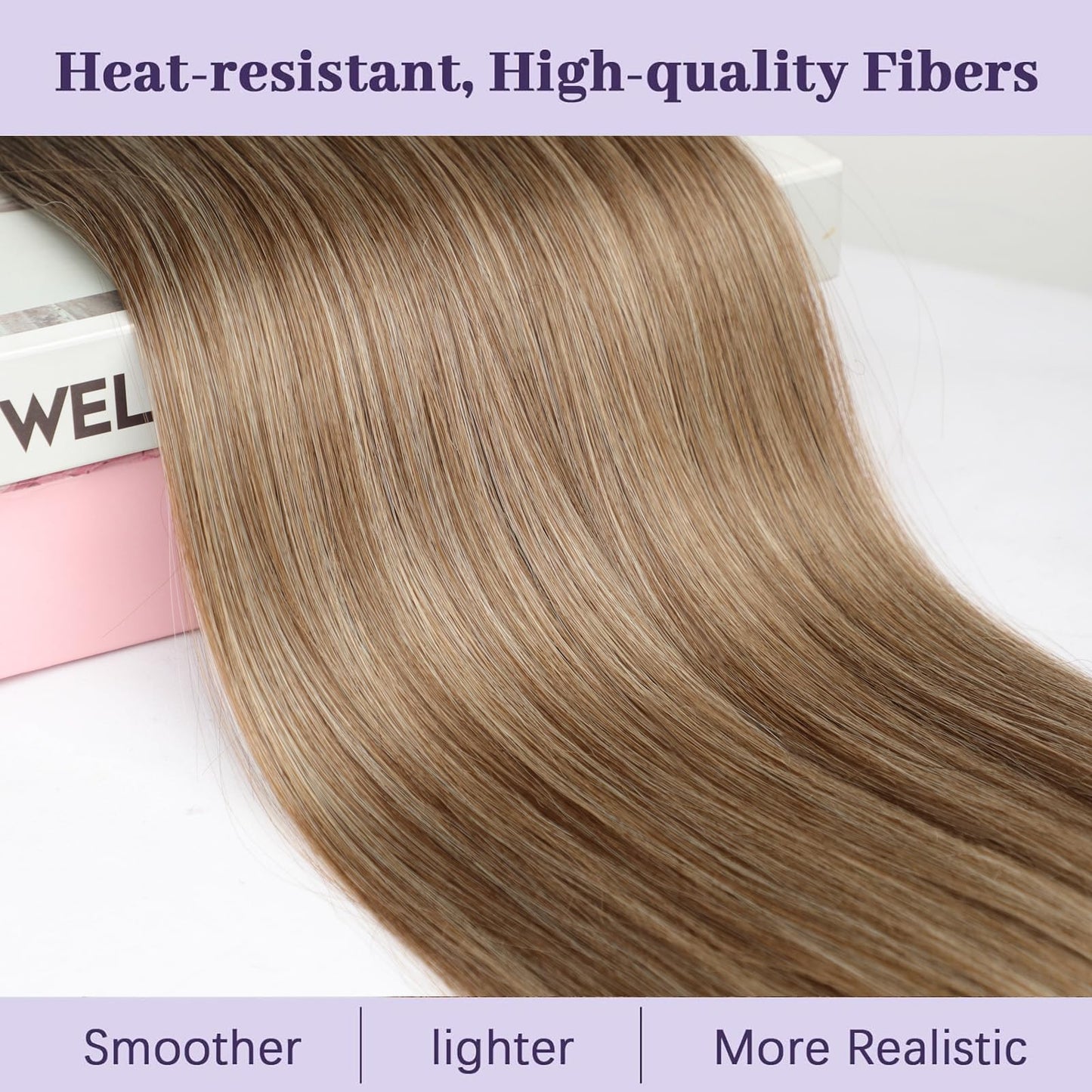 ORSUNCER Drawstring Ponytail Extension, Long Straight Pony Tails Hair Extensions Natural Soft Clip in Ponytail for Women Synthetic Hairpieces Ombre Black Mix Blonde