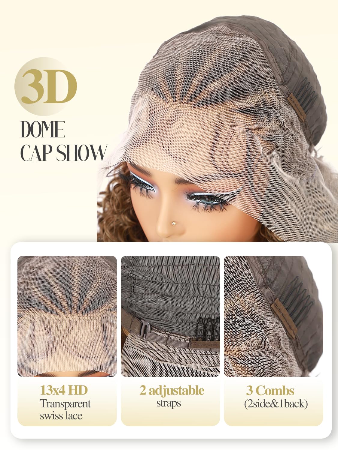 Quantum Love Braided Wig for Black Women Ombre Brown Blone Braids Cornrows Lace Curly Wigs 16 Inch Fully Lace Frontal Braided Curly Bob Synthetic Glueless Wigs