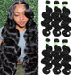Human Hair Bundles Body Wave Bundles Human Hair 18 20 22 Inch 12A Grade 100% Unprocessed Brazilian Virgin Hair Body Wave 3 Bundles Deals Real Human Hair Extensions For Black Women Natural Black