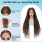 Olymei 360° HD Full Lace Braided Wigs for Women Knotless Boho Braided Wigs Twisted Braid Lace Wig with Baby Hair Premium Synthetic Braid Lace Front Wig Brown 36"