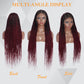Alebery 36" Full Lace Criss Cross Knotless Box Braided Wigs for Black Women Knotless Box Braids Lace Front Wig with Baby Hair Lightweight Synthetic Burgundy Cornrow Braided Wigs (1B/BG)