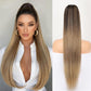 ORSUNCER Drawstring Ponytail Extension, Long Straight Pony Tails Hair Extensions Natural Soft Clip in Ponytail for Women Synthetic Hairpieces Ombre Black Mix Blonde