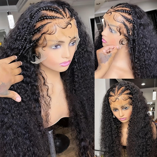 SISIFIRE Natural Curly Wave Lace Front Wigs for Women 13 * 4 Inch Loose Curly Lace Wig with Baby Hair Preplucked Hairline Water Wave Synthetic Wigs Glueless Lace Frontal Wig