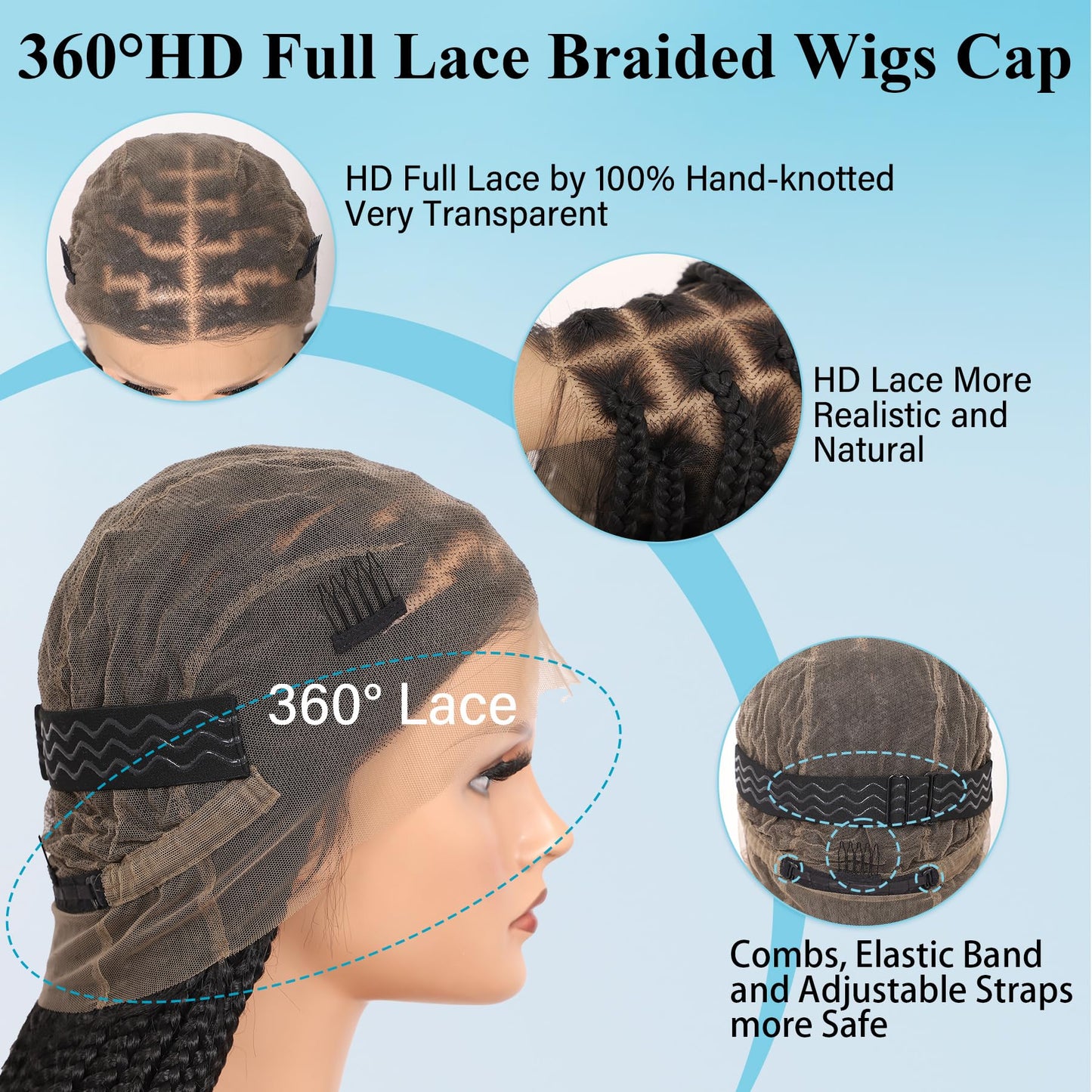 Olymei HD Full Lace Knotless Braided Wigs for Black Women Box Braid Wig Boho Curly Ends Braided Wigs with Baby Hair Premium Synthetic Boho Braided Wig,36 Inch 360° HD Full Lace