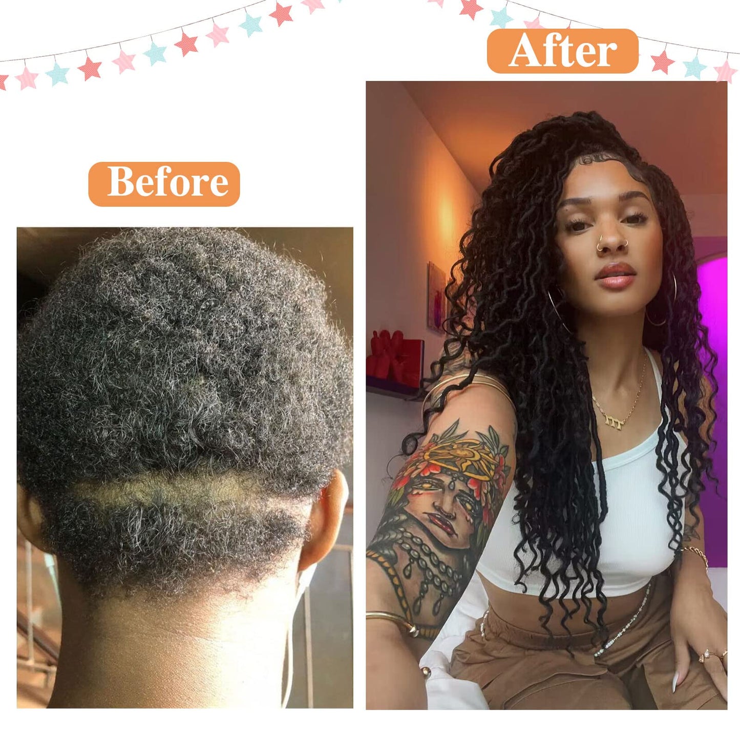 Col Bling 24 Inch 8 Packs Goddess Locs Crochet Hair Natural Looking, Bohemian River Goddess Crochet Braiding Hair Trendy & Edgy Faux Locs Crochet Hair Fashion for Women Kids (#1B)