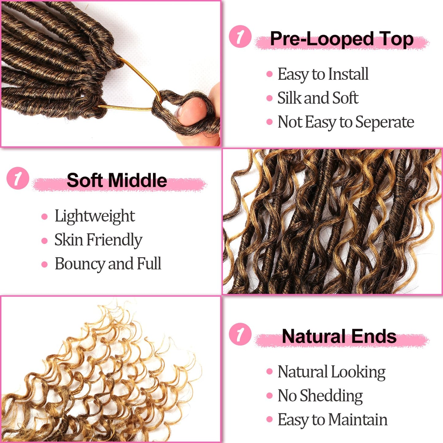 Soft Boho Locs Crochet Hair for Black Women-30 Inch 8 Packs Goddess Faux Locs Crochet Human Hair Feeling Pre Looped with Curly Ends Curly Ends (T27, 30 Inch(Pack of 8))