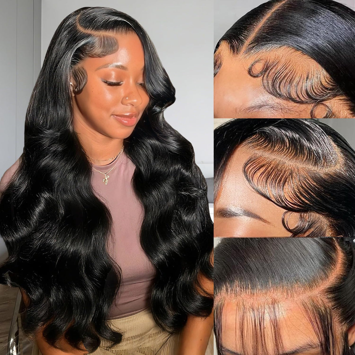 Body Wave Lace Front Wigs Human Hair Pre Plucked 13x6 Lace Front Wigs Human Hair Real 180% Density HD Transparent Frontal Glueless Wigs Human Hair for Women with Baby Hair Natural Black 22 Inch