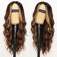 AISI HAIR Brown Highlight Wig for Women, Long Wavy Lace Hairline Middle Part Synthetic Heat Resistant Wig for Daily Party-26 Inch