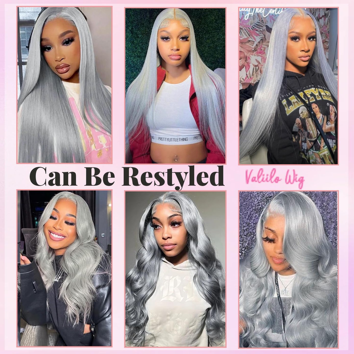 Valiilo Grey Lace Front Wig 13x6 Silver Grey Wig Human Hair Pre Plucked Straight Lace Front Wigs Human Hair 22 Inch Glueless HD Lace Frontal Wigs Colored