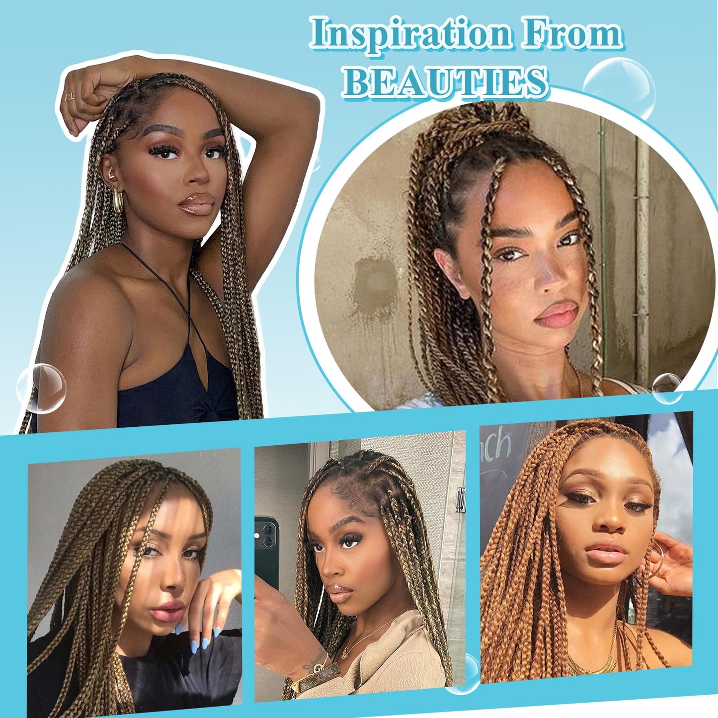 Olymei 360° Hd Full Lace Knotless Braided Wigs for Women Box Braid Wig with Baby Hair Premium Synthetic Long Light Brown Braided Lace Front Wigs 36Inch