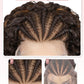 Quantum Love Braided Wigs for Black Women Braids Cornrows Lace Curly Wigs 16 Inch Fully Lace Frontal Braided Curly Bob Mix Brown Synthetic Glueless Wigs