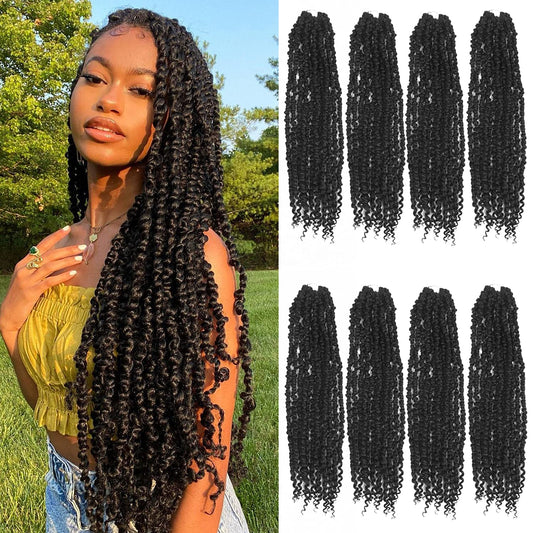 Passion Twist Hair Pre-twisted 24 Inch Passion Twist Crochet Hair 8 Packs, Pre Looped Passion Twist Hair for Women Girls and Kids Crochet Braids Bohemian Crochet Hair Extensions 1B
