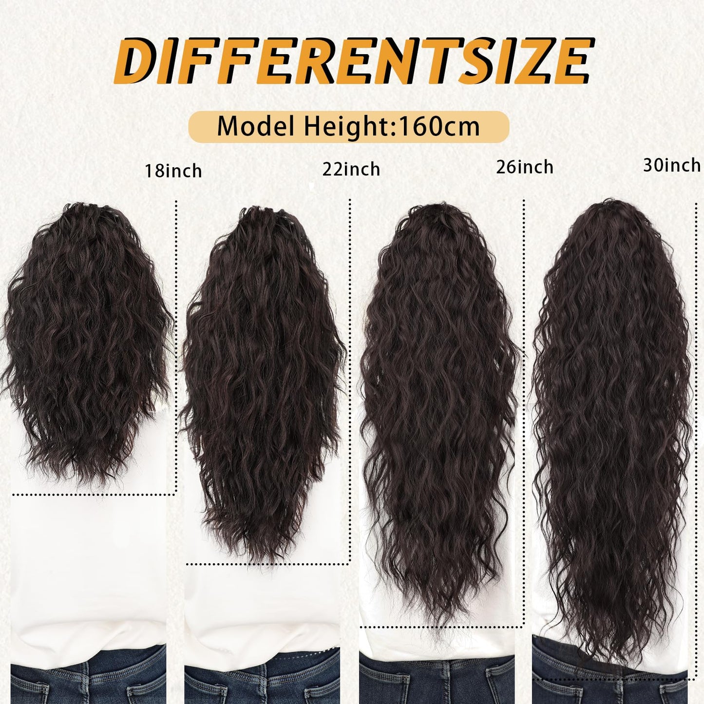 ORSUNCER Ponytail Extension Claw 22" Curly Pony Tail Clip in Claw Hair Extensions Fluffy Natural Looking Synthetic Hairpiece for Women Black Brown
