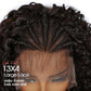 Fancy Hair Braided Wig Cornrow with Curly Hair Wig HD Lace Front Wig with Baby Hair Pre Plucked Glueless Transparent 13x4 Inch Highlight Brown Wig for Black Women