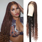 Olymei 360° Hd Full Lace Braided Wigs for Women Triangle Knotless Braided Wigs with Curly End with Baby Hair Box Braid Wig Premium Synthetic Braid Lace Front Wig Brown 36"