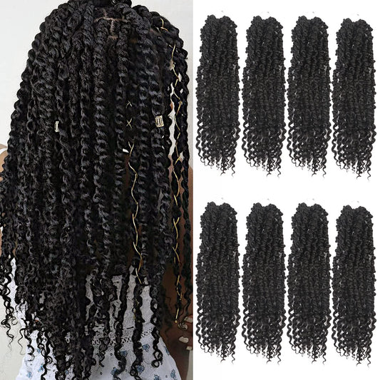 Bileaf Passion Twist Crochet Hair 18 Inch Crochet Passion Twist Hair Pretwisted, Pre Looped 8 Packs Passion Twist Crochet Braids Passion Twists Bohemian Twist Crochet Hair for Women Girls and Kids 1B