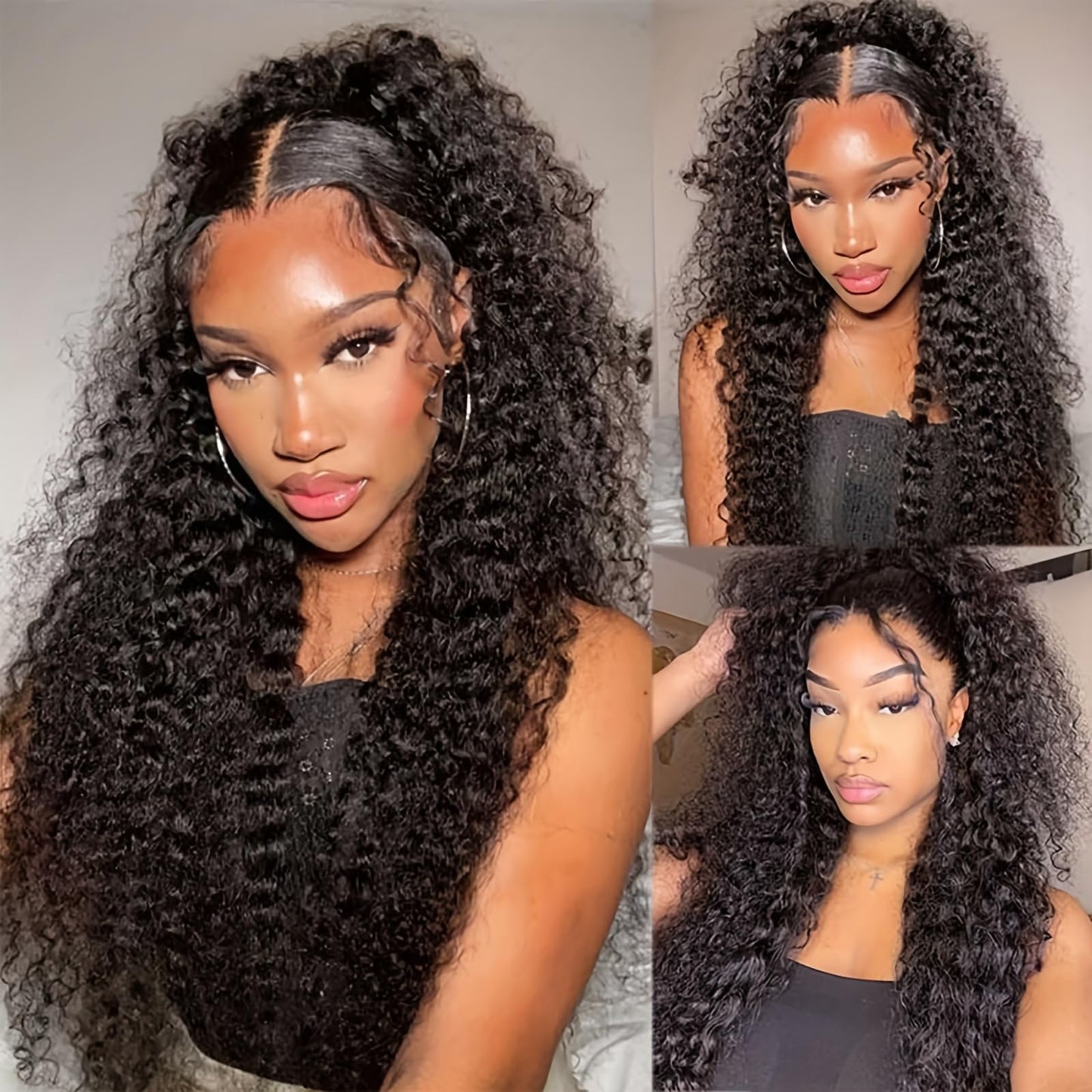 SISIFIRE Natural Curly Wave Lace Front Wigs for Women 13 * 4 Inch Loose Curly Lace Wig with Baby Hair Preplucked Hairline Water Wave Synthetic Wigs Glueless Lace Frontal Wig