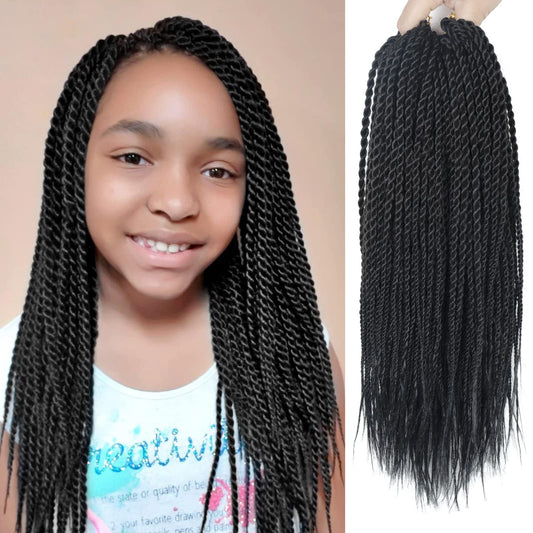 NAYOO Crochet Hair for Kids - 2 Packs 14 Inch Short Crochet Hair For Black Women, 30 Strands/Pack Small Crochet Twist Hot Water Setting, Crochet Twist Braids Hair with Natural Ends(14 Inch, 1B)