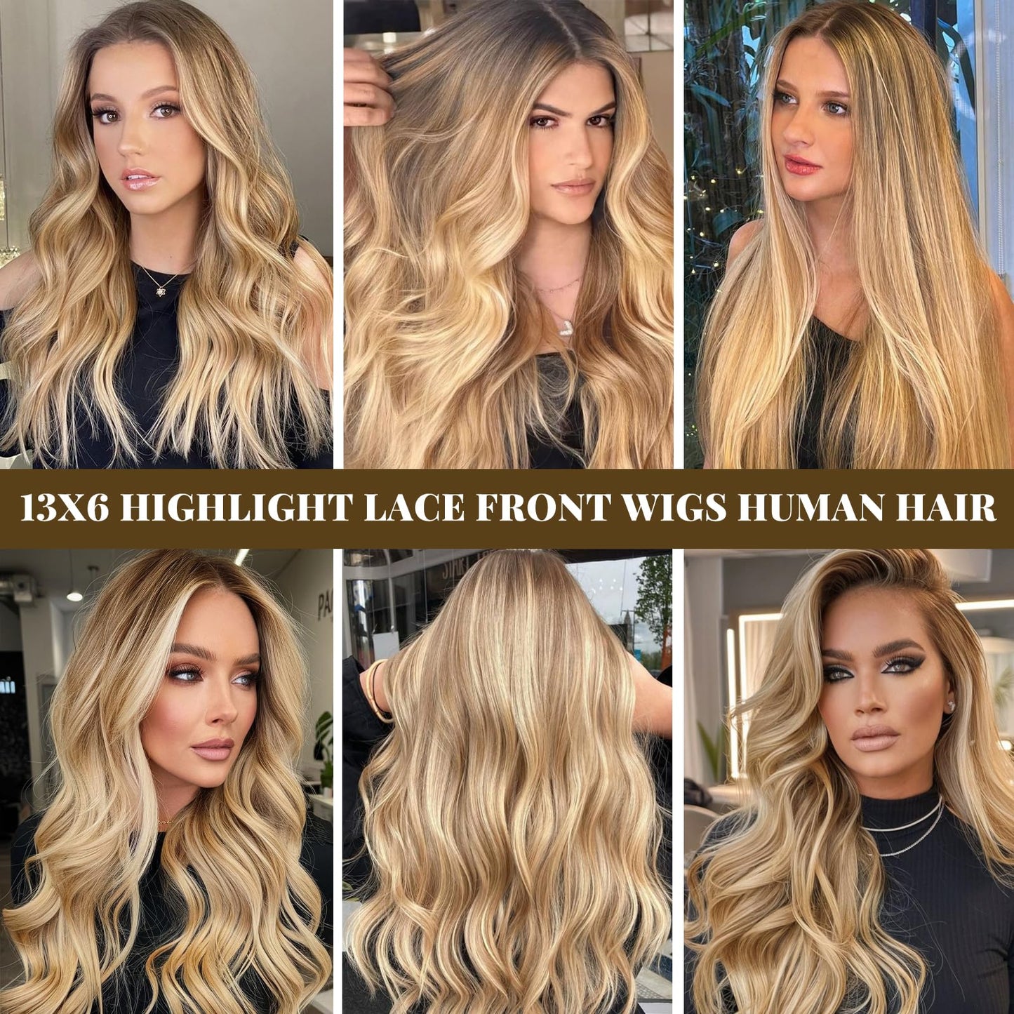13x6 HD Lace Front Wigs Human Hair for White Women, 24 Inch Highlights Ombre Balayage Blonde Mixed Golden Blonde with #4 Brown Roots Glueless Lace Frontal Wigs Human Hair, Pre Plucked 180% Density
