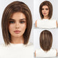 starluck Human Hair Wig Lace Front Wigs Real Human Hair Wigs For Women Wig Side Part 6"*5"*2" HD Lace Dark Brown with Blonde Highlights 12 Inch Realistic and Natural for Daily Party Use