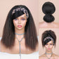 WIGNEE 18 Inches Kinky Straight Headband Wig for Women Yaki Straight Wigs with Black Headband Kinky Afro Wigs For Black Women (1B, 18 Inch)
