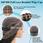 Olymei 360° HD Full Lace Front Knotless Braided Wigs for Black Women Boho Braided Wigs with Baby Hair Box Braid Wig Premium Synthetic Braid Lace Front Wig with Curly End Black 36"