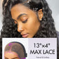 LUVME HAIR Flexi-Fit Invisi Drawstring Wig 13x4 Lace Wig PreMax Lace Wigs Water Wave Curly Lace Front Wigs Human Hair Pre Cut Plucked Lace Frontal 28 Inches Natural Black