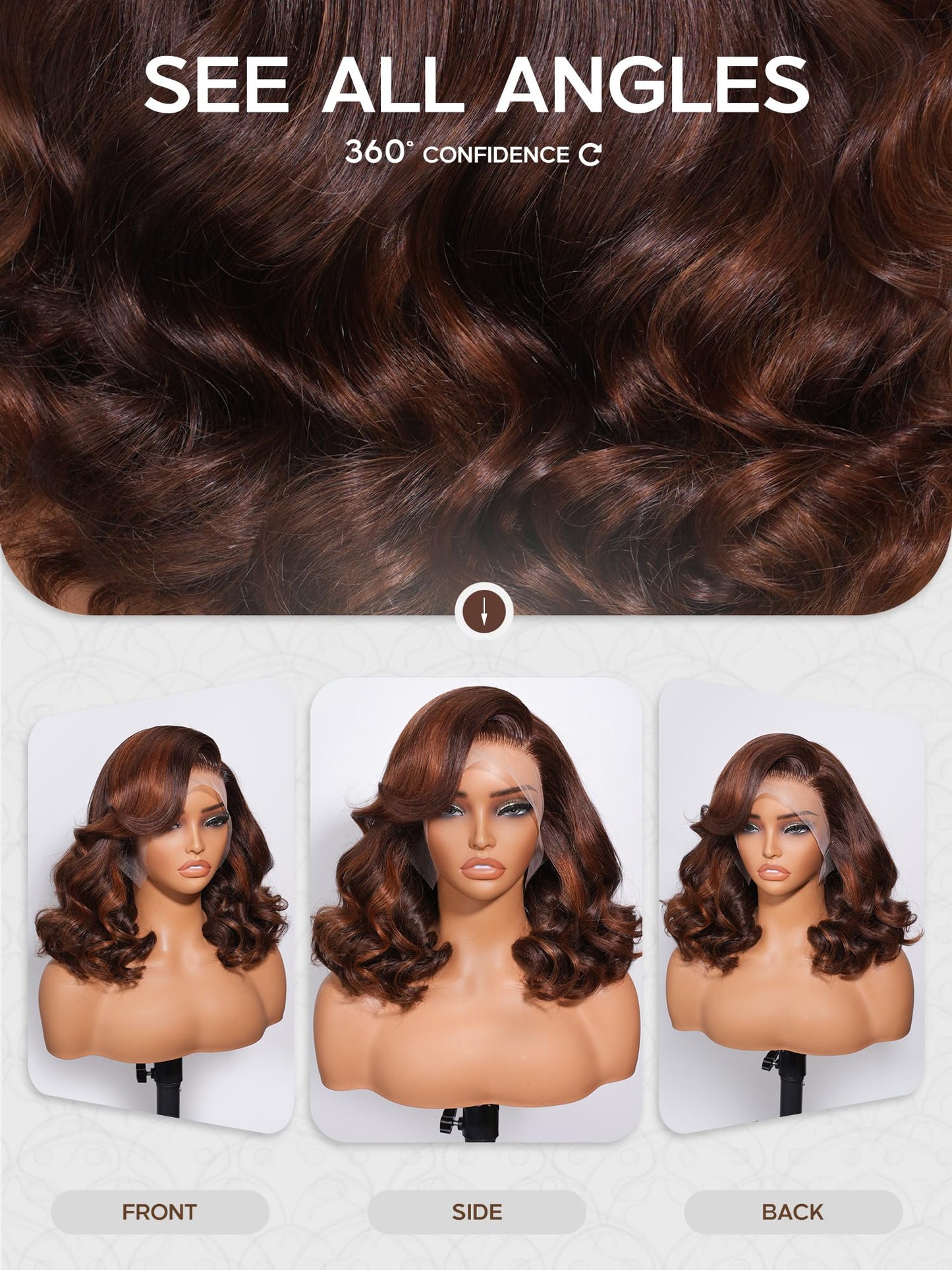 FASCARA Short Body Wave 13x4 HD Transparent Lace Front Human Hair Wigs 4/30 Ombre Honey Blonde 9A Grade Glueless 180% Density Pre Plucked with Baby Hair 16 Inch for Women
