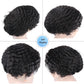lumeng Mens Afro Toupee Translucent French Lace Man Wave Unit 1B# Off Black Mens Wig 10MM Wave 360 Toupee Hairpiece 100% Human Hair System cutable 8x10inch