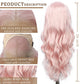 SAPPHIREWIGS 13×4 Pink Synthetic Lace Front Wig Glueless Light Pink Long Body Wave Wigs Heat Resistant Fiber Pre-Plucked Wigs for Women Daily Party Cosplay Wear 26inch